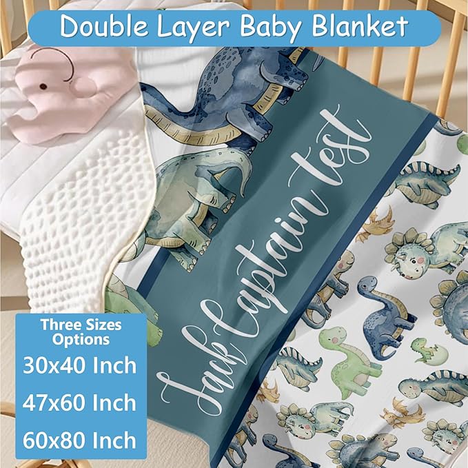 Personalized Baby Crib Bedding Set with Name, 5 Pcs Dinosaur Crib Bedding Set for Boys Girls, Double Layer Nursery Crib Set for Infant Toddlers, Ideal Gift for Newborns Kids New Parents
