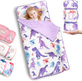 Primlect Thickened Toddler Nap Mat with Removable Pillow and Minky Blanket, Extra Large 55''x35'' Sleeping Bag, Washable, Roll up, Perfect for Daycare, Preschool, Kindergarten, Boys and Girls Dinosaur