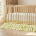 Brandream Gathered Crib Skirt, Baby Boy, Baby Girl, Gender Neutral Crib Skirt, 100% Cotton, 4-Sided, Solid Light Yellow Toddler Bedskirt Farmhouse Chic Nursery Crib Bed Skirt Dust Ruffle