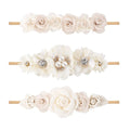 Baby Girl Nylon Headbands Flower Hair Bows Accessories-Elastic Hair Band Crown Handmade FLoral Wraps Birthday Gifts for Girls Newborn Infant Toddler 3Pcs