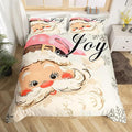 jejeloiu Pink Christmas Bedding Set for Kids Boys Girls Santa Claus Comforter Cover Set Queen Size New Year Decor Duvet Cover Bedroom Decor Xmas Bedspread Cover Bedding Collection 3Pcs