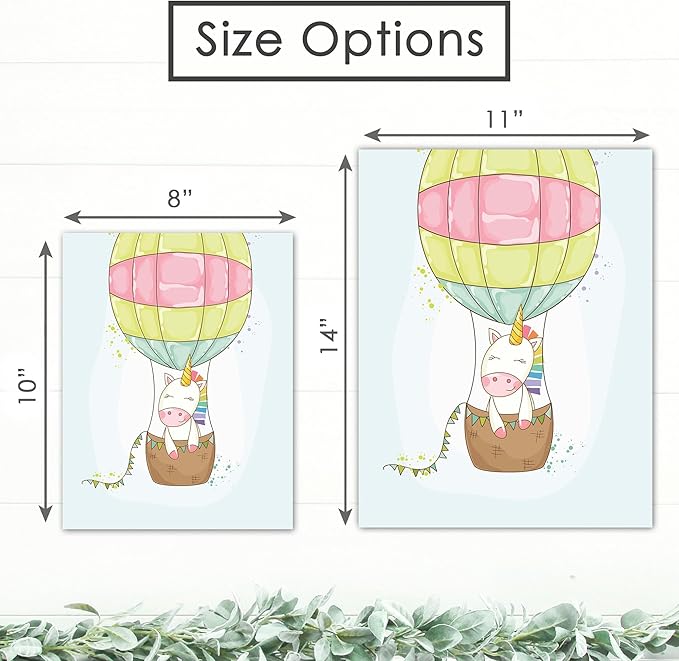 Unicorn Wall Decor Art Prints (Set of 4) - Unframed - 11x14 | Girls Room Decor | Enchanting and Whimsical Design | Adding Fantasy and Charm to Kids' Rooms or Nurseries | Wall Art for Unicorn Lovers