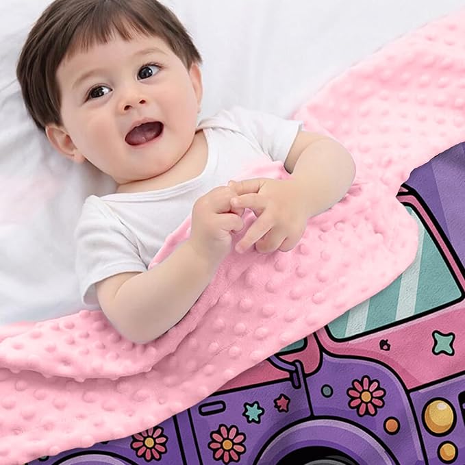 Personalized Halloween Blanket for Baby Girls, Custom Baby Blanket with Name, Ghost Pumpkin Truck Pattern Soft Minky Dot Blanket, Halloween Decor Christmas Birthday Gifts for Kids Toddlers