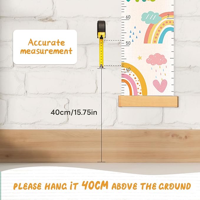 Personalized Name Kids Growth Chart, Watercolor Animal Canvas Baby Height Growth Chart Wall Decor for Baby Kids Toddlers (Rainbows)