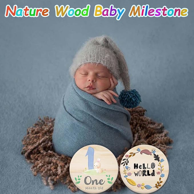 Baby Monthly Milestone Cards for Newborn Girl or Boy,Monthly Baby Milestone Newborn Sign Baby Month Anniversary Cards,Baby Shower Cards Come with Organza Gift Bag (Milestone Blocks)