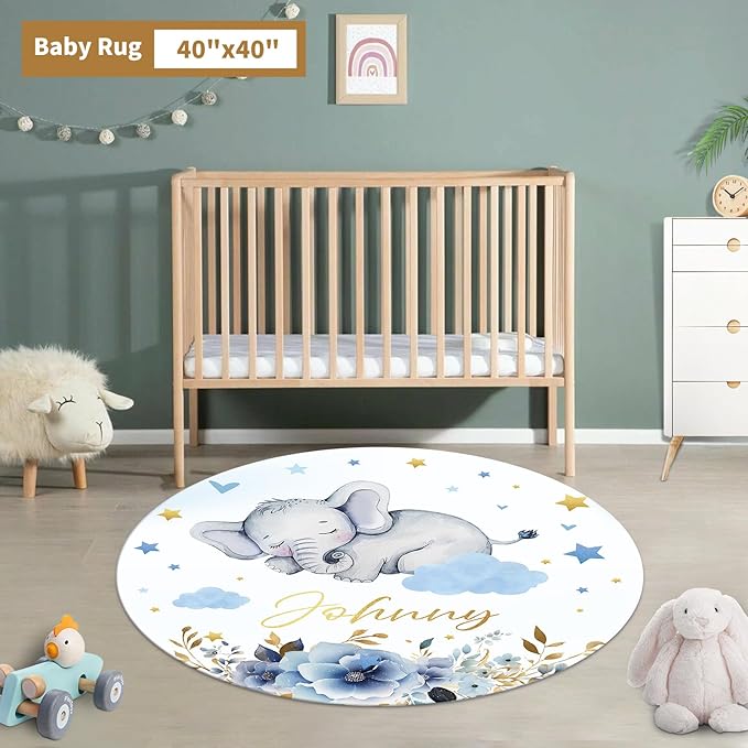 Custom Baby Crib Bedding Set, 3 Pcs Personalized Nursery Bedding Set with Name, Soft Baby Bedding Crib Sets with Blanket - Toddler Crib Sets for Girls Boys, Infant Newborn Gifts, Blue Elephant
