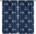 Nautical Curtains,MarineThemed Oceanic Anchor Pattern Blackout Print Home Bedroom Living Room Window Treatments 2 Panel Set 63x72 Inch