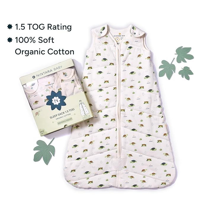 1.5 TOG Sleep Sack - Premium Organic Cotton, Soft, Breathable, Wearable Blanket for Newborns, Infants & Toddlers (18-24 Months), Unisex Baby Sleeping Bag, Gifts for Babies