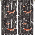 Rustic Forest Curtain, Woodland Country Hunting Animal Deer Fox Wildlife Bear Farmhouse Lodge Cabin Blackout Rod Pocket Windows Door Curtain for Bedroom Living Room Home Decor 84x84in