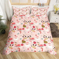 Manfei Christmas Duvet Cover Set Twin Size, Santa Claus and Reindeer Bedding Set 2pcs for Kids Girls Adult, New Year Theme Comforter Cover Soft Polyester Quilt Cover with 1 Pillowcase,No Comforter