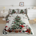Merry Christmas Comforter Set Queen Size,Christmas Tree Snowflake Bedding Set for Kids Boys Girls Room Decor,Santa Claus X'mas Theme Duvet Insert 3Pcs,Star Polka Dot Glitter Quilt Set,2 Pillowcases