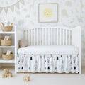Cottington Lane Crib Skirt Dust Ruffle, 100% Natural Cotton, Soft, Durable Nursery Crib Toddler Bedding Skirt for Baby Girls or Boys, Fits Standard Cribs 28" x 52" with 14" Drop, Winter Forest