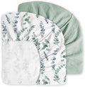 Little Grape Land Muslin Crib Sheets Fitted for Boys and Girls 2 Pack, 100% Cotton Baby Bed Sheets Soft Breathable, Neutral Fitted Baby Mattress Sheets for Standard Crib 52x28 inches, Green Leaves