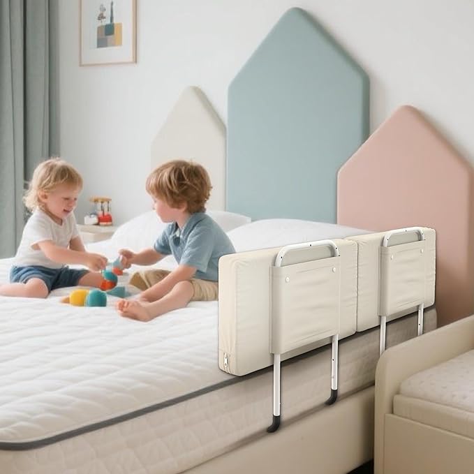 Bed Rail for Toddlers, Adjustable Baby Bed Rail Guard for Twin and Full Size Beds, Bed Safety Rails for Children with Non-Slip Base, Removable Washable Cover, Easy Installation (2 Pack)