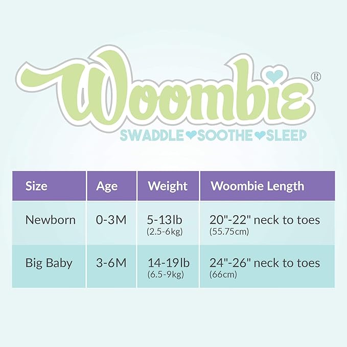 Woombie Original Baby Swaddling Blanket - Self-Soothing, Cotton Baby Swaddle with Zipper - Wearable Newborn Blanket, Sleepy Grey Chevron, 5-13 lbs