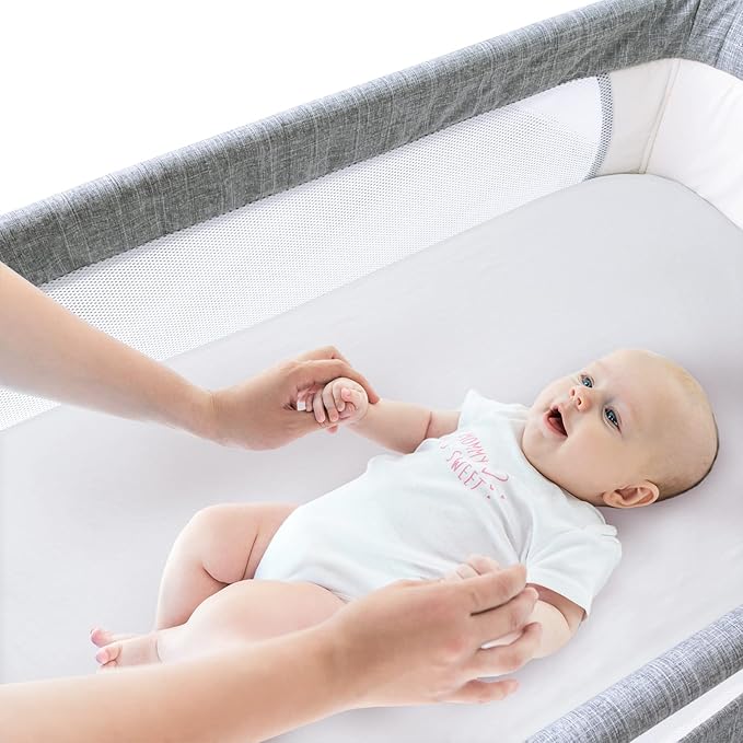 Bassinet Sheets Fit for Ronbei, Cuddor, Papablic, Cowiewie, Pamo Babe and Ingenuity Bedside Bassinet,100% Cotton, 2 Pack, Ultra Soft Bassinet Sheet, White and Gray