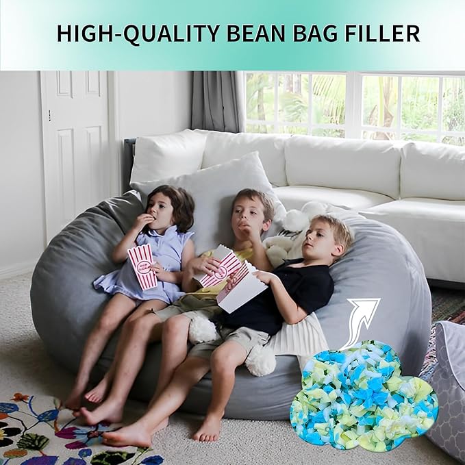 40lbs Shredded Memory Foam Bean Bag Filler, Soft and Convenient Bean Bag Filling Pillow Stuffing for Beanbag, Couch, Cushion, Stuffed Animals, Dog Bed, Arts Crafts