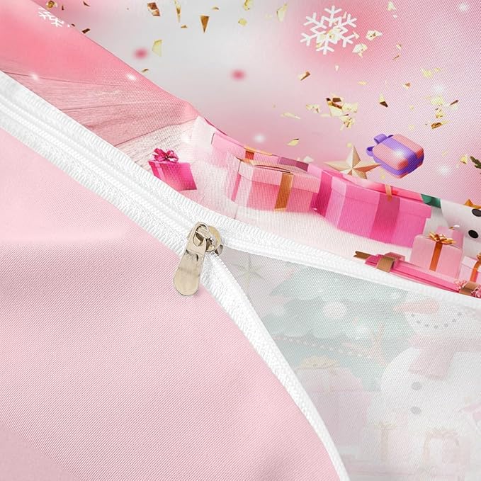 Christmas Bedding Set Kids Christmas Tree Snowman Xmas Theme Comforter Cover Set for Boys Girls Snowflake Duvet Cover Breathable Luxury Gift Boxes Bedspread Cover Room Decor Quilt Cover Twin Size