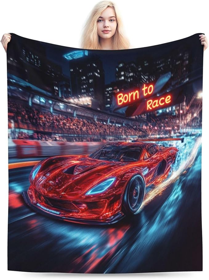 Car Blanket Cars Decor Throw Blanket Super Soft Flannel Lightweight Fluffy Plush Cozy Fuzzy Fleece Racing Lover Gifts Blanket for Kids Boys Adults Man for Bed Sofa 40"X50"