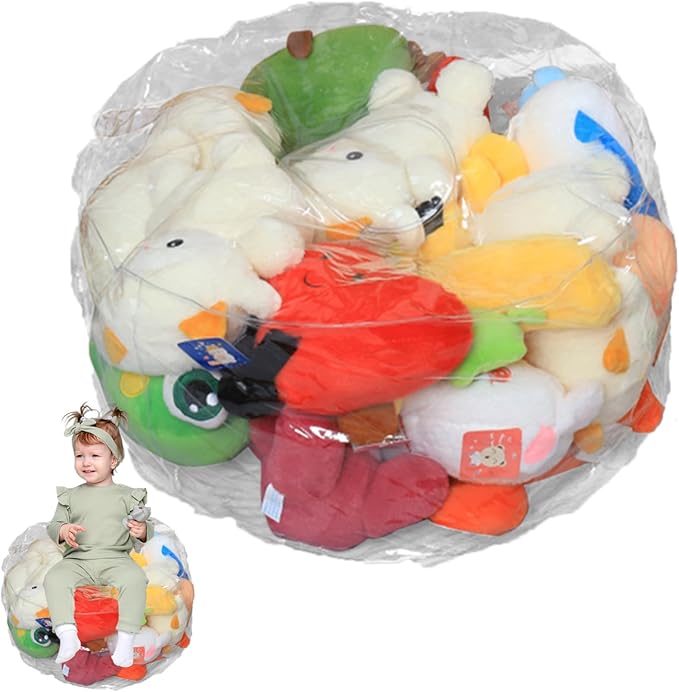 Bean Bag Stuffed Animal Storage Waterproof PVC Clear Bean Bag with Zipper Stuffable for Kids Toddler Chair for Organizing Kids Rooms for Stuffed Animals Storage, Animal Ba
