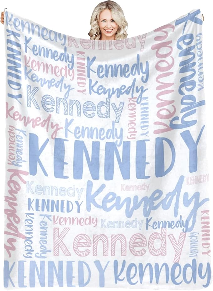 Dr.TOUGH Personalized Blankets with Name Customized Baby Blankets for Girls Boys Adults Monogrammed Blankets and Throws Christmas Birthday Mothers Fathers Valentines Day Gift (Light Blue,30''×40'')