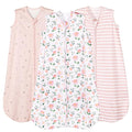 PHF Soft Baby Sleep Sack 12-18 Months 100% Organic Cotton Wearable Blanket, 2-Way Zipper 0.5 TOG Toddler Sleeping Sack 3 Pack, Comfy Sleep Bag for Baby Girls, Pink Floral (Large)