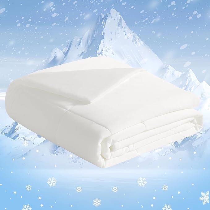 NTBAY Cooling Blanket Twin, 68x90 Inches - Lightweight Summer Bed Blanket for Hot Sleepers, Japanese Double-Sided Q-Max 0.45 Cooling Fabric, White