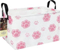 HUNRUNG Rectangle Storage Basket Cute Canvas Organizer Bin for Pet/Children Toys, Books, Clothes Perfect for Rooms/Playroom(REC-Pink Paw)