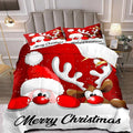 LUVIVIHOME 3PCS Merry Christmas Comforter Set Full Size, Funny Santa Claus Bedding, Reindeer Cute Christmas Bedroom Decor for Kids Boys Girls Teens, Xmas Gifts, 2 Pillow Cases