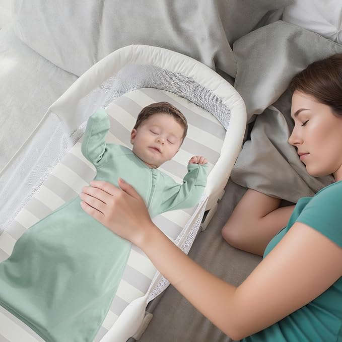 Baby Transitional Swaddle Sack Arms Up Sleeves Mitten Cuffs 2 Pack 6-12 Months, Soft Cotton Wearable Swaddling Blanket Sleeping Sacks for Newborn Babies Boys Girls Calms Startle Reflex Sleep Bag