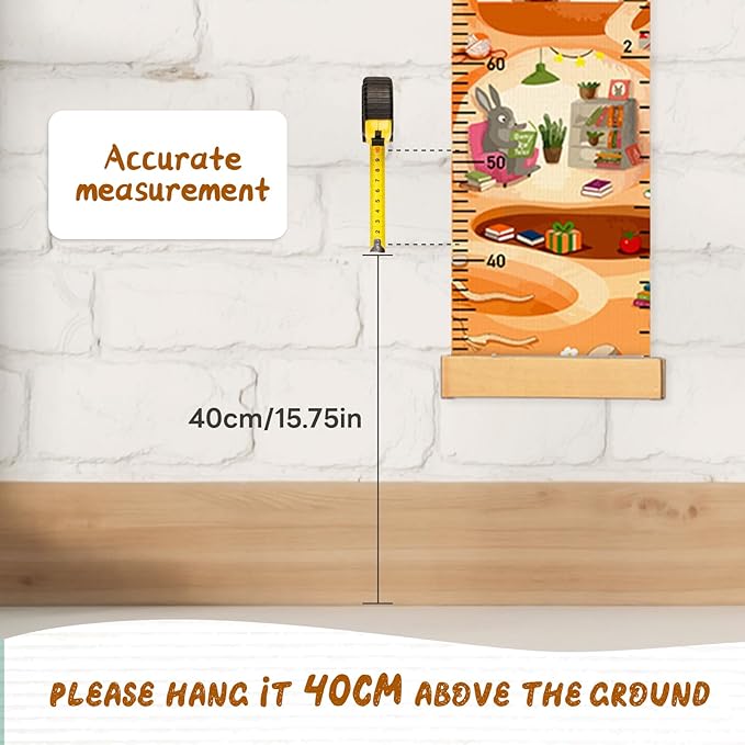 Personalized Name Height Chart for Kids, Kids Growth Chart for Wall, 59" X 7.9" Canvas Removable Height Chart Measuring Ruler for Kids & Baby（Paint Animal Home）