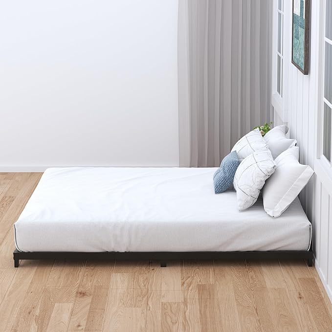 3 inch Cal King Bed Frame Low Profile, California King Bed Frames No Box Spring Needed, Heavy Duty Metal, Easy Assembly, Black