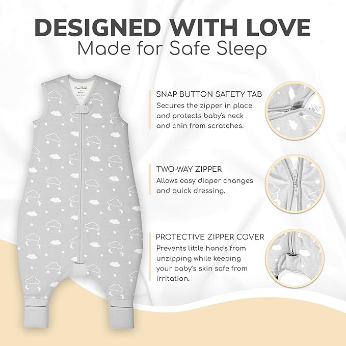 Mama Cheetah Toddler Sleep Sack with Feet 3T - 4T, 1.0 TOG Organic Cotton Baby Sleeping Bag with Legs, Baby Wearable Blankets for Walkers w/ 2-Way Zipper, Sleep Sack for Girls & Boys, Early Walker