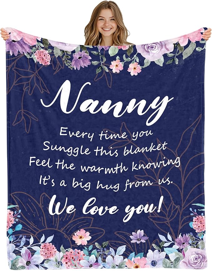 Nanny Gifts from Grandchildren, Nana Birthday Gifts for Grandma, Nana Gift for Christmas Thanksgiving Birthday, Flannel Nanny Blanket for Sofa Couch Room 50" x 60"