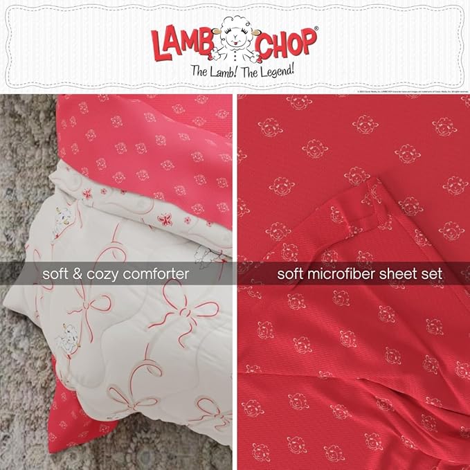 Lamb Chop Retro Classic 5 Piece Twin Bedding Set - Super Soft Cozy Reversible Comforter and Sheet Set with Sham, (Officially Licensed Product) by Franco