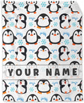 Custom Penguin Gifts for Adult - 60" x 80" Inches Cute Penguin Throw Blanket for Girls - White Soft Furry Throws for Sofa, Bed & Living Room