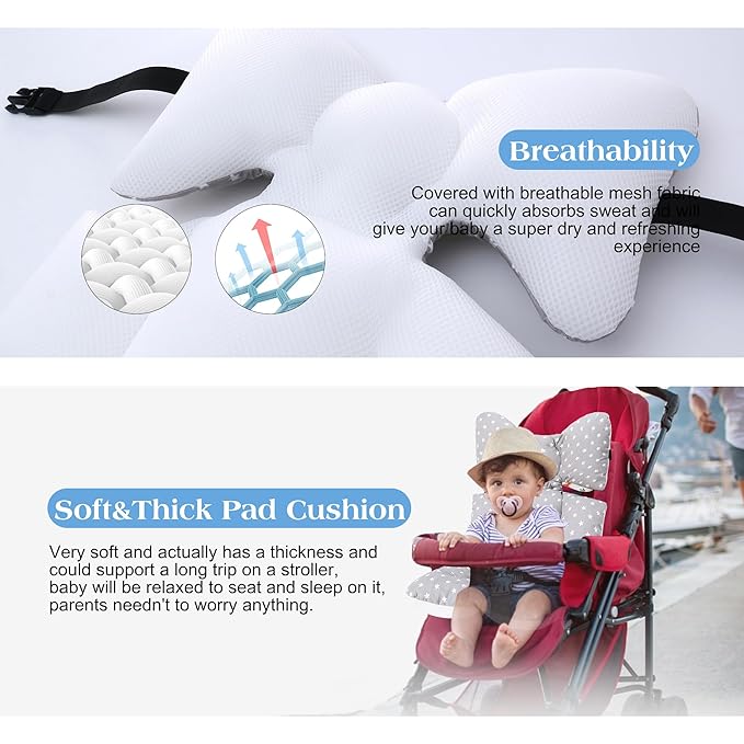 Baby Seat Pad Liner for Stroller–Soft and Breathable，3D Air Mesh Cotton Universal Baby Stroller Cushion(Gray Stars)