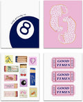 OFJE Trendy Luck 8 Ball Matchbook Cheetah Wall Art Prints Set of 4,Preppy Leopard Posters for Girls Room Bedroom Dorm Apartment Decor, 8x10 Unframed