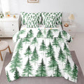 Erosebridal Green Christmas King Comforter Set with Sheets 7 Piece Winter Forest Pine Tree Bed in A Bag Merry Christmas Tree Theme Bedding Sets for Teens Teenager New Year Holiday Xmas Bed Set