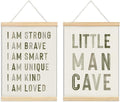 ULEGIE Boy Nursery Decor Posters Framed with Wood Hanger, Little Man Cave Sign for Boys Kids, Boys Room Decor, Toddler Room Decor, Positive Affirmations for Kids Decor, Art Prints for Nursery Playroom Bedroom, 2 Pack 12 x 16 Inches