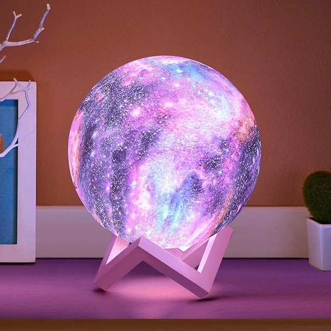 CPLA Galaxy Moon Lamp Upgrade 128 Colors, 3D Night Light Gifts for Girls Boys Kids Women Birthday, Remote and Touch Control, Diameter 5.9 inch