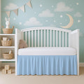 Cottington Lane Light Blue Infrant Crib Bed Skirt Dust Ruffle with Split Corner, 100% Natural Cotton Nursery Crib Toddler Bedding Skirt for Baby Girls or Boy, Fits Standard Cribs 28"x52" with 14" Drop
