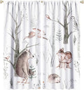 Watercolor Woodland Animal Curtains, Wildlife Bear Farmhouse Lodge Cabin Squirrel Owl Hedgehog Fox Blackout Rod Pocket Windows Door Curtain for Bedroom Living Room Home Decor 52x84in