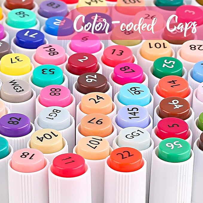 Taotree Alcohol Markers 101 Colors Dual Tips Art Markers Sketch Pens Set, Art Supplies Kit, Drawing Pens Set for Adult Coloring Books Painting, Sketching, Christmas Gifts for Teens Girls Boys Artists