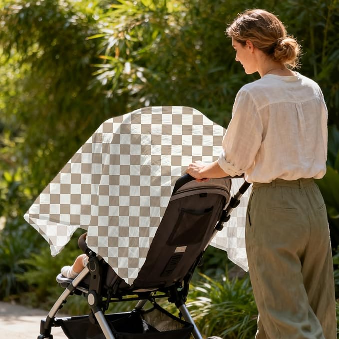 Baby Muslin Swaddle Blankets,2 Pack Receiving Blanket Baby Girl & boy,Large47 x 43 inches,Soft & Skin Friendly Swaddle Blanket Wrap(Brown)