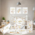 Personalized Baby Crib Bedding Set, 5 Pcs Custom Name Nursery Bedding Set, Yellow Flower Baby Bedding Set for Girl Boy, Double Layer Baby Crib Sets, Customized Gifts for Toddlers Kids Infants