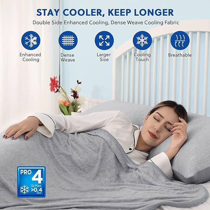 HOMFINE Cooling Blankets for Hot Sleepers - Summer Blanket Thin Lightweight Breathable Soft Double Side Enhanced Cooling for Bed Couch Sofa, Keep Cool for Night Sweats (Grey, 108 x 90 inches)