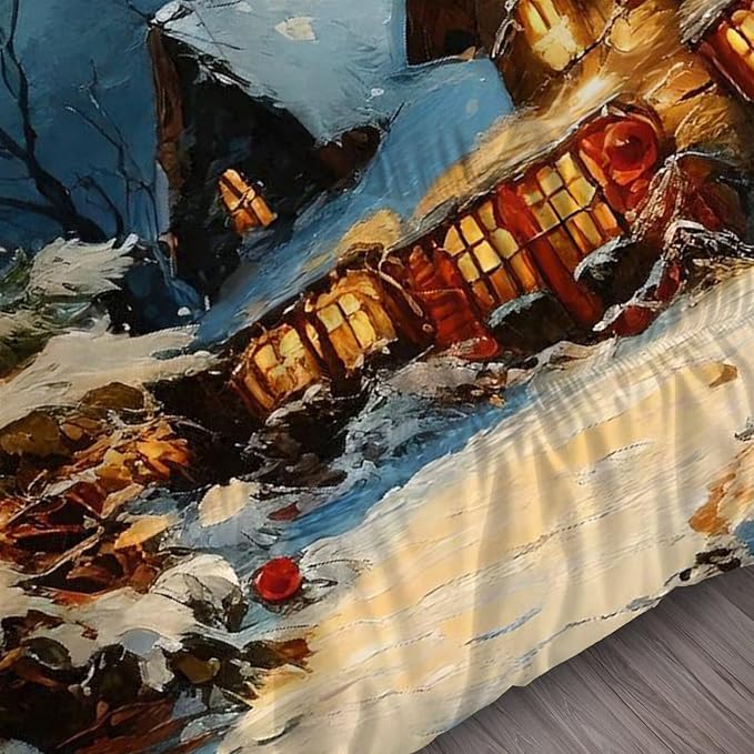 Christmas Comforter Set Full: Christmas Tree Bedding for Girls Bedroom Winter Scenery Festival Xmas Quilt Set Women Teens 1 Comforter & 2 Pillowcases
