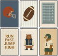 Football Poster Canvas, Baby Boy Sports Nursery Wall Art, Animal Bear Athletes Pictures, Run Fast Jump High Charming Quote Print, Kids Bedroom Soccer Equipment & Field Decor 8x12in Unframed