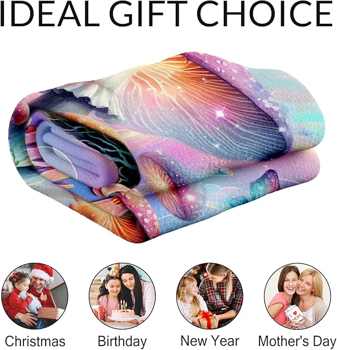 Custom Blanket for Kids - Mushroom Throws Decor Gifts - Plant Throw Blankets Stuff for Sofa, Travel